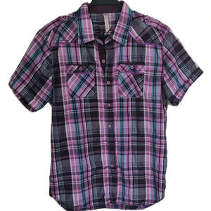 True Rock Men's Ace Slim‎ Fit Plaid Button-Down Shirt XL
